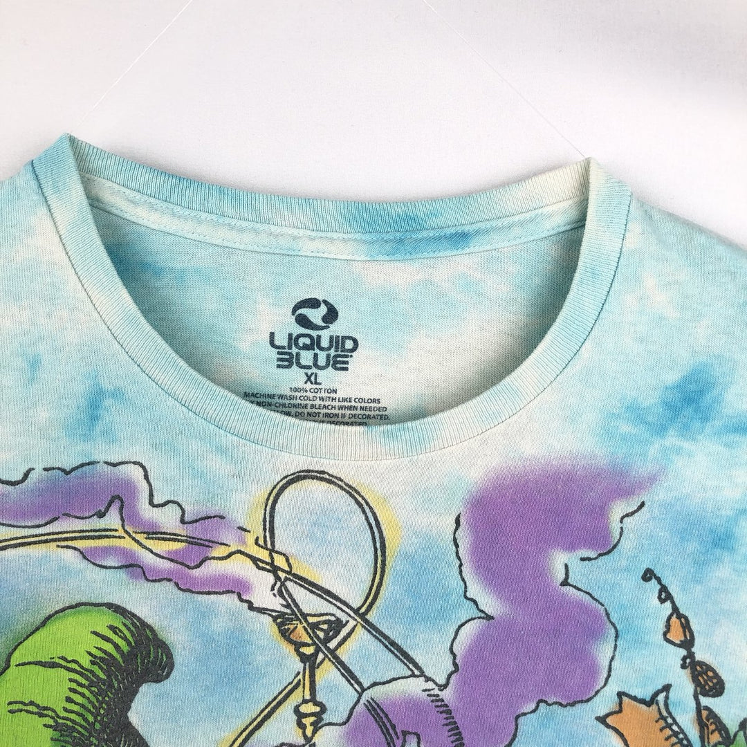 Liquid Blue Alice's Adventures in Wonderland Tie-Dye Pattern Movie T-Shirt (Men's XL equivalent) cotton Blue type light blue Vintage Second Hand