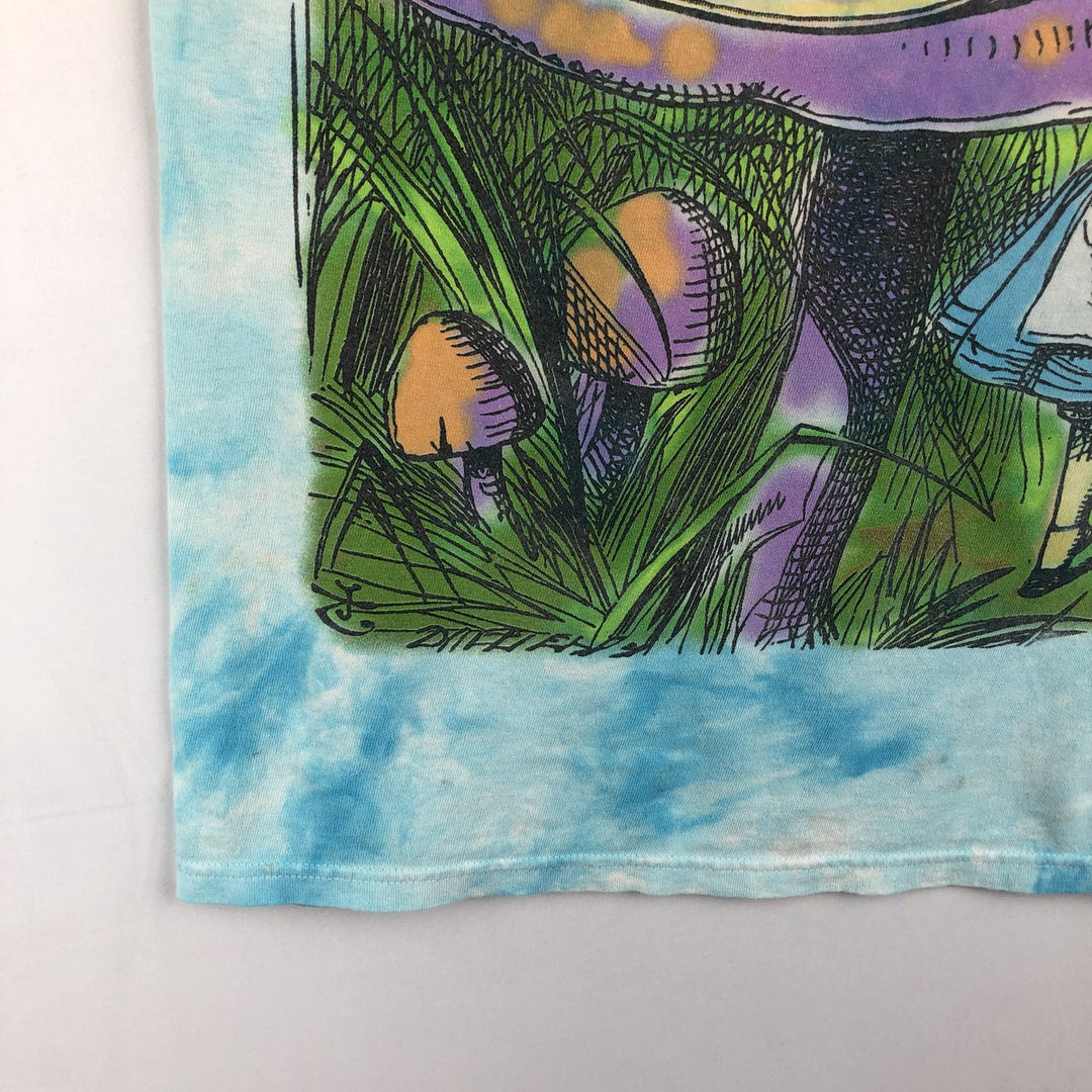 Liquid Blue Alice's Adventures in Wonderland Tie-Dye Pattern Movie T-Shirt (Men's XL equivalent) cotton Blue type light blue Vintage Second Hand