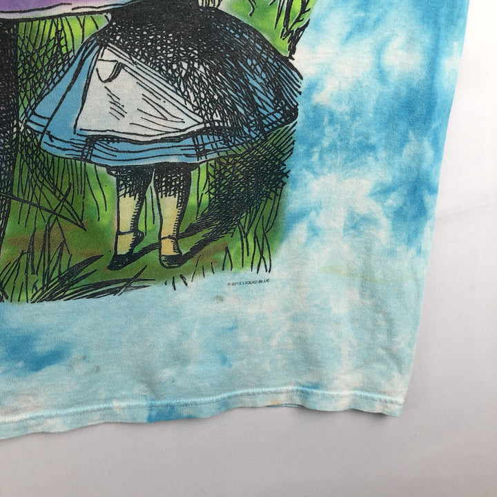 Liquid Blue Alice's Adventures in Wonderland Tie-Dye Pattern Movie T-Shirt (Men's XL equivalent) cotton Blue type light blue Vintage Second Hand