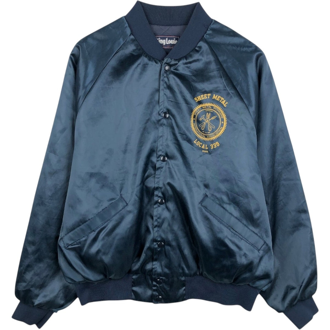 King Louie Sheet Metal Workers Advertising Padded Jacket Puffer Jacket Made in USA Men's XL equivalent Vintage Nylon navy blue type Vintage Second Hand