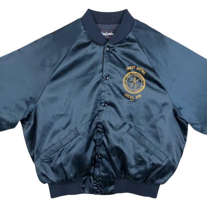 King Louie Sheet Metal Workers Advertising Padded Jacket Puffer Jacket Made in USA Men's XL equivalent Vintage Nylon navy blue type Vintage Second Hand