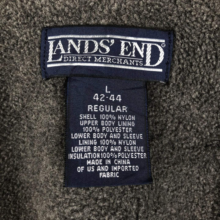 Vintage 80s-90'S Lands' End padded puffer jacket, men's size L Nylon navy blue type Vintage Second Hand