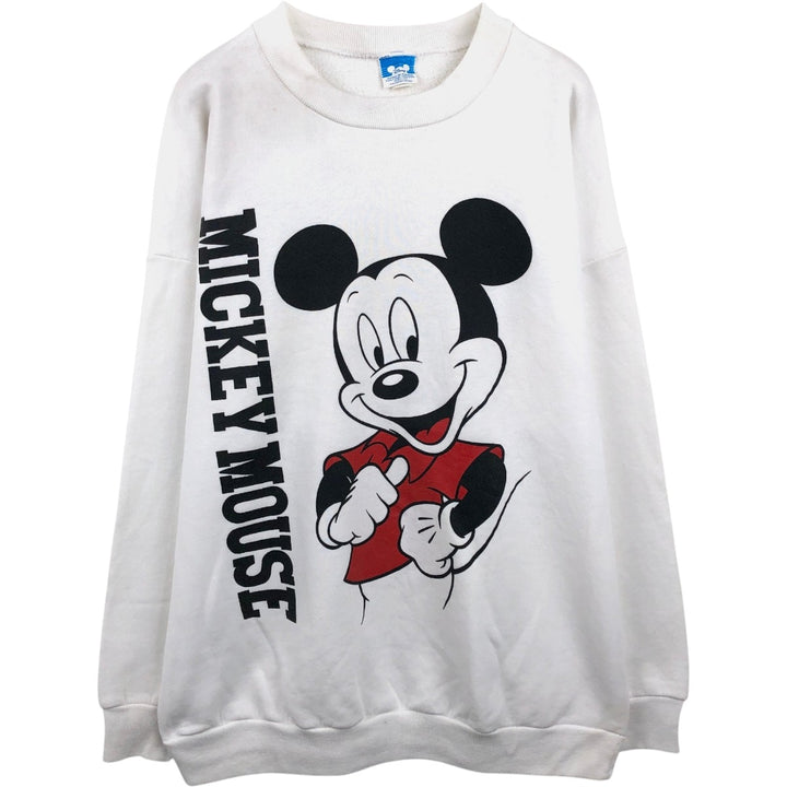 MICKEY MOUSE Mickey Mouse Character Sweatshirt, Made in USA, Men's Size XL (approx.) polyester white type Vintage Second Hand
