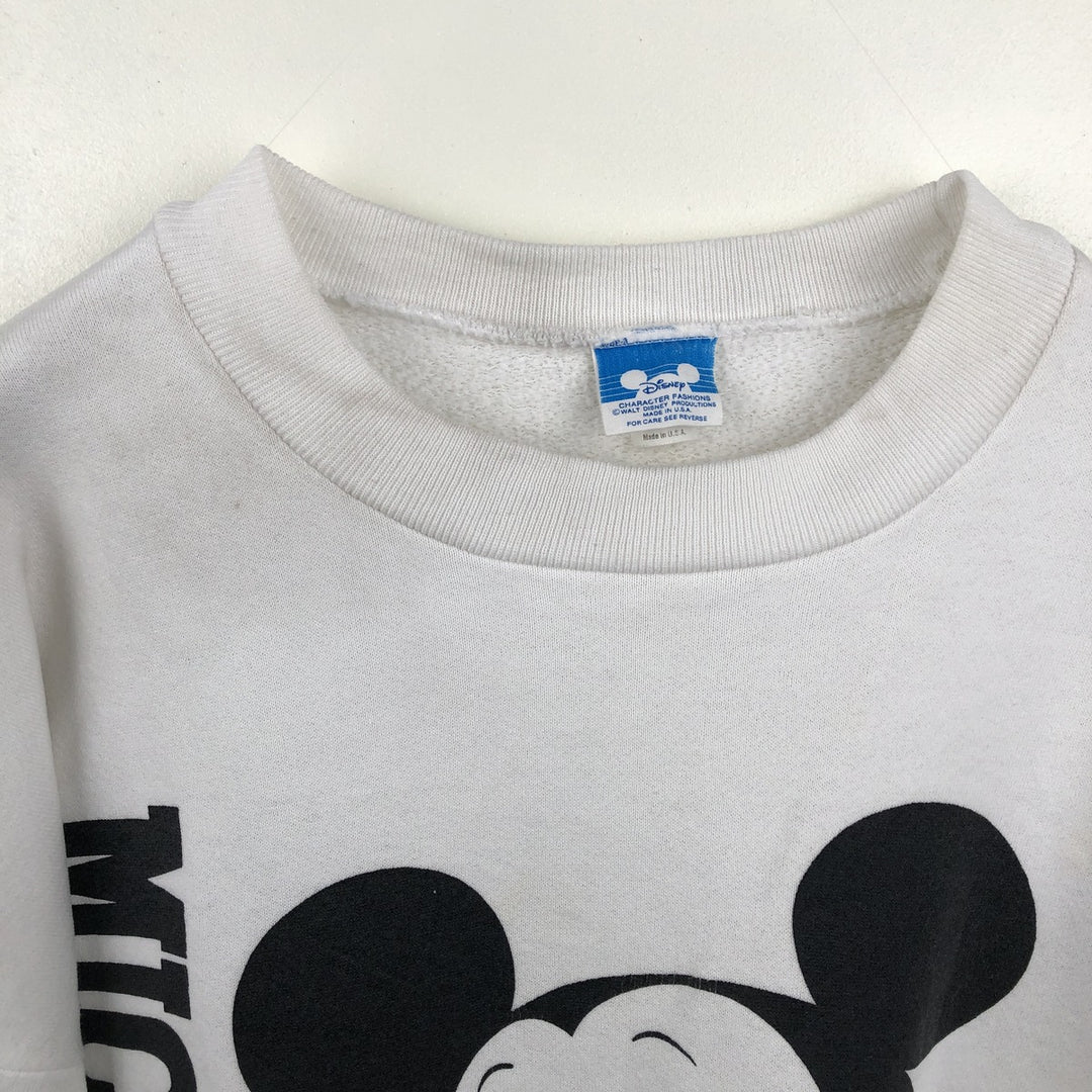MICKEY MOUSE Mickey Mouse Character Sweatshirt, Made in USA, Men's Size XL (approx.) polyester white type Vintage Second Hand