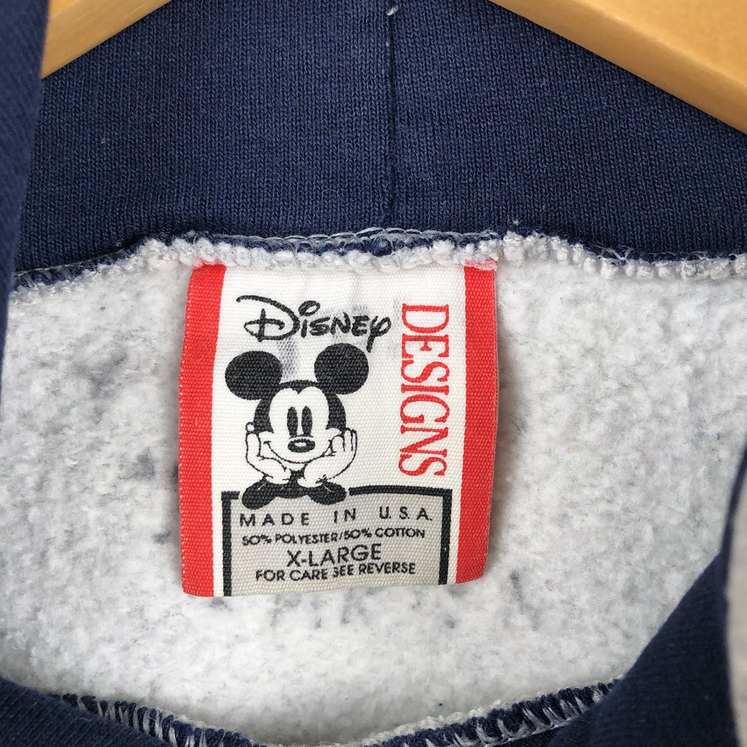 90'S Disney Designs Mickey Mouse Character Sweatshirt Pullover Hoodie, Made in USA, Men's XL equivalent, Vintage cotton gray type Vintage Second Hand