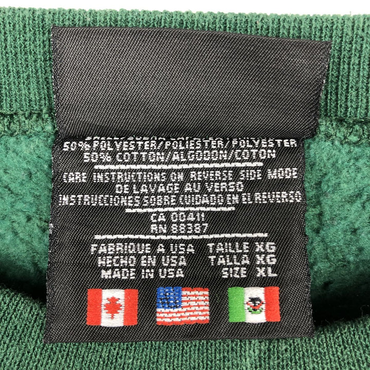 80s-90'S Adidas Trefoil Logo Sweatshirt, Made in USA, Men's XL equivalent, Vintage polyester green type Vintage Second Hand