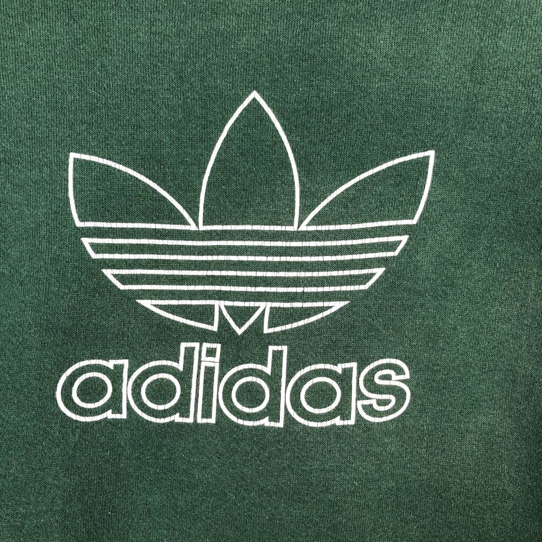 80s-90'S Adidas Trefoil Logo Sweatshirt, Made in USA, Men's XL equivalent, Vintage polyester green type Vintage Second Hand