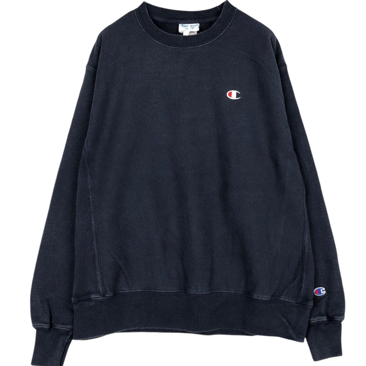Champion REVERSE WEAVE Reverse Weave One Point Logo Sweatshirt Trainer Men's L size cotton navy blue type Vintage Second Hand