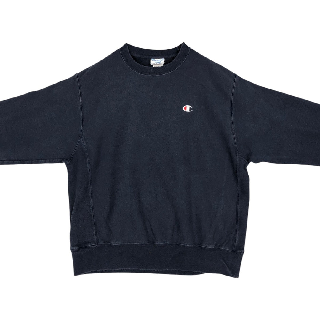 Champion REVERSE WEAVE Reverse Weave One Point Logo Sweatshirt Trainer Men's L size cotton navy blue type Vintage Second Hand