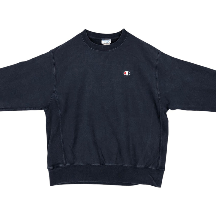 Champion REVERSE WEAVE Reverse Weave One Point Logo Sweatshirt Trainer Men's L size cotton navy blue type Vintage Second Hand