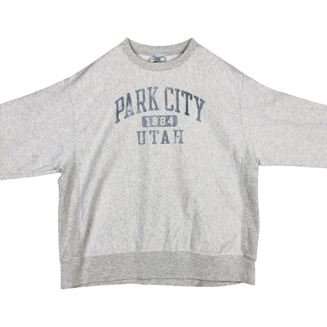 Champion REVERSE WEAVE Reverse Weave Printed Sweatshirt Trainer Men's XL cotton gray type Vintage Second Hand