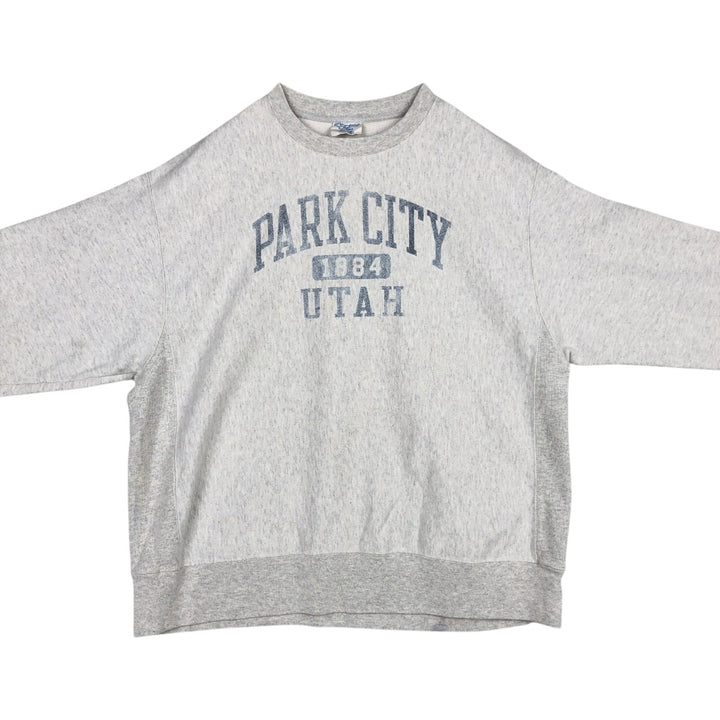 Champion REVERSE WEAVE Reverse Weave Printed Sweatshirt Trainer Men's XL cotton gray type Vintage Second Hand
