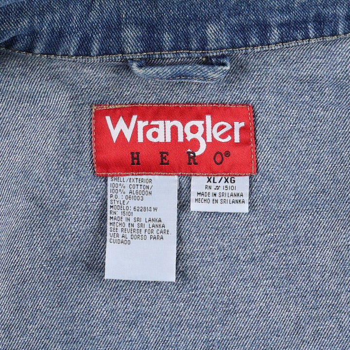 90'S Wrangler HERO denim jacket, men's size XL. cotton blue type Vintage Second Hand