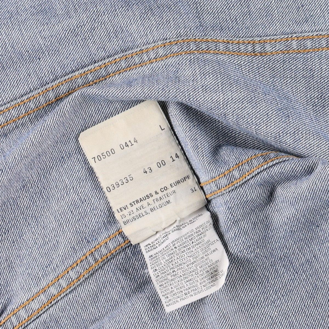 2000'S Levi's 70500-0414 Euro Model Denim Jacket, Men's Size L cotton blue type Vintage Second Hand