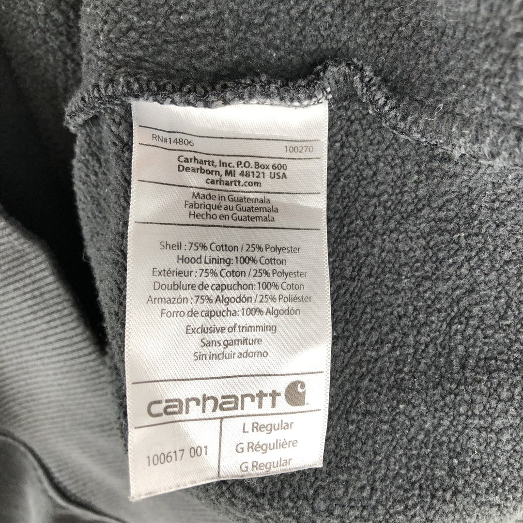 Carhartt ORIGINAL FIT sweatshirt half zip hoodie, men's size L cotton Charcoal Vintage Second Hand