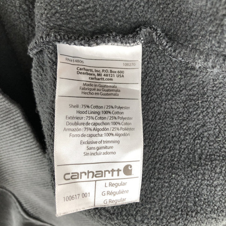 Carhartt ORIGINAL FIT sweatshirt half zip hoodie, men's size L cotton Charcoal Vintage Second Hand