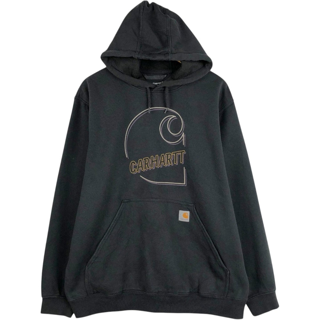 Carhartt LOOSE FIT sweatshirt pullover hoodie, men's size L cotton black type Vintage Second Hand