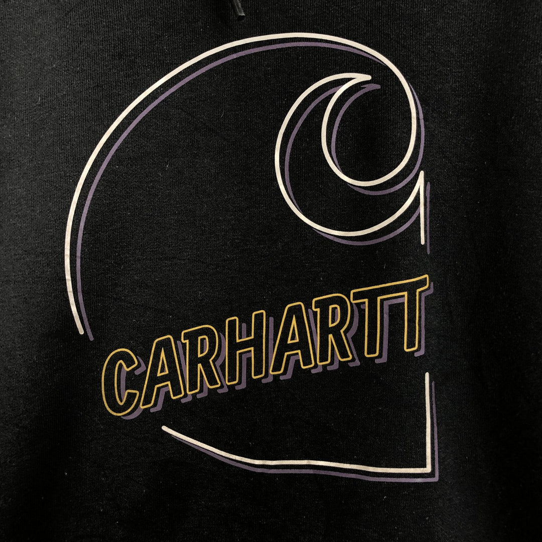 Carhartt LOOSE FIT sweatshirt pullover hoodie, men's size L cotton black type Vintage Second Hand