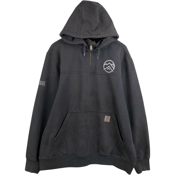 Carhartt RAIN DEFENDER LOOSE FIT Sweat Half-Zip Hoodie (Men's XL equivalent) cotton black type Vintage Second Hand
