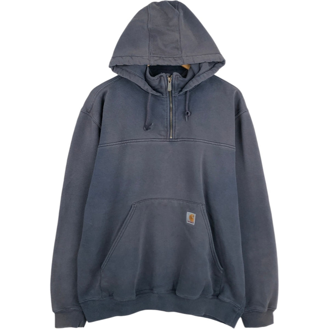 Carhartt Sweat Half Zip Hoodie Men's L size cotton navy blue type Vintage Second Hand