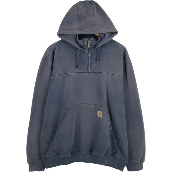 Carhartt Sweat Half Zip Hoodie Men's L size cotton navy blue type Vintage Second Hand