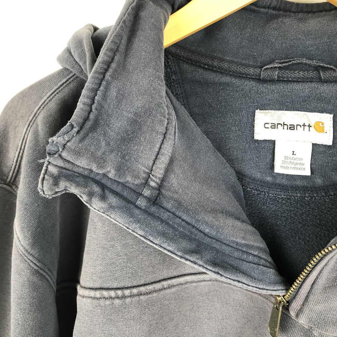 Carhartt Sweat Half Zip Hoodie Men's L size cotton navy blue type Vintage Second Hand