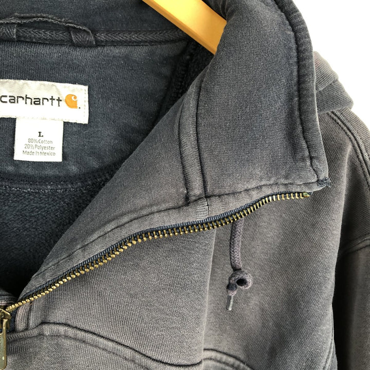 Carhartt Sweat Half Zip Hoodie Men's L size cotton navy blue type Vintage Second Hand