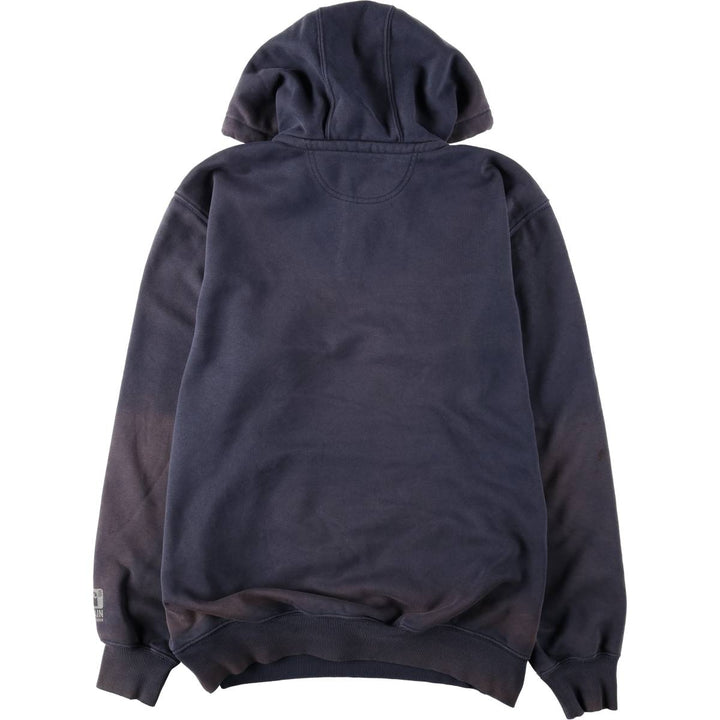 Carhartt ORIGINAL FIT sweatshirt half zip hoodie, men's size L cotton black type Vintage Second Hand