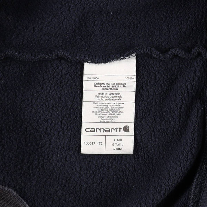 Carhartt ORIGINAL FIT sweatshirt half zip hoodie, men's size L cotton black type Vintage Second Hand