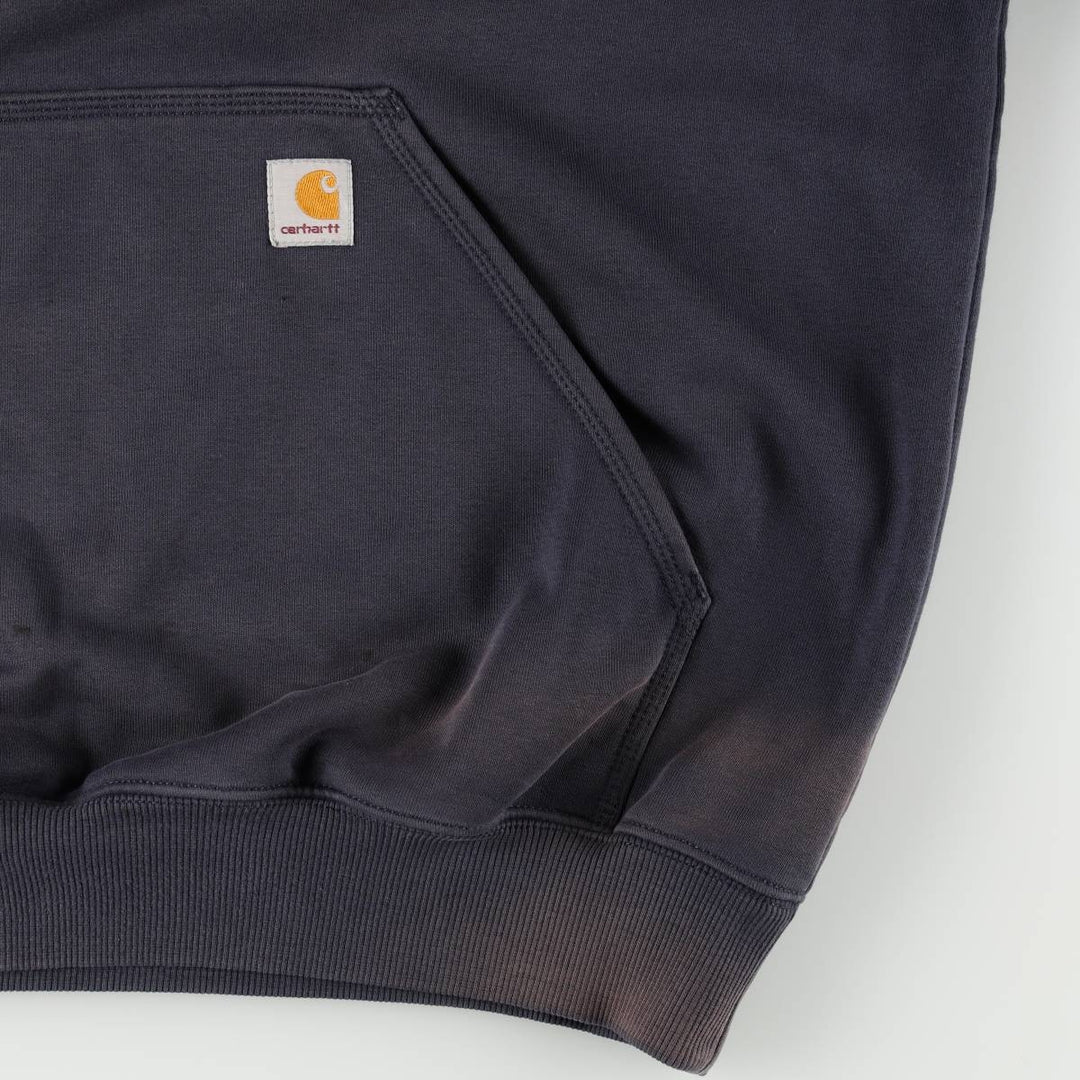 Carhartt ORIGINAL FIT sweatshirt half zip hoodie, men's size L cotton black type Vintage Second Hand