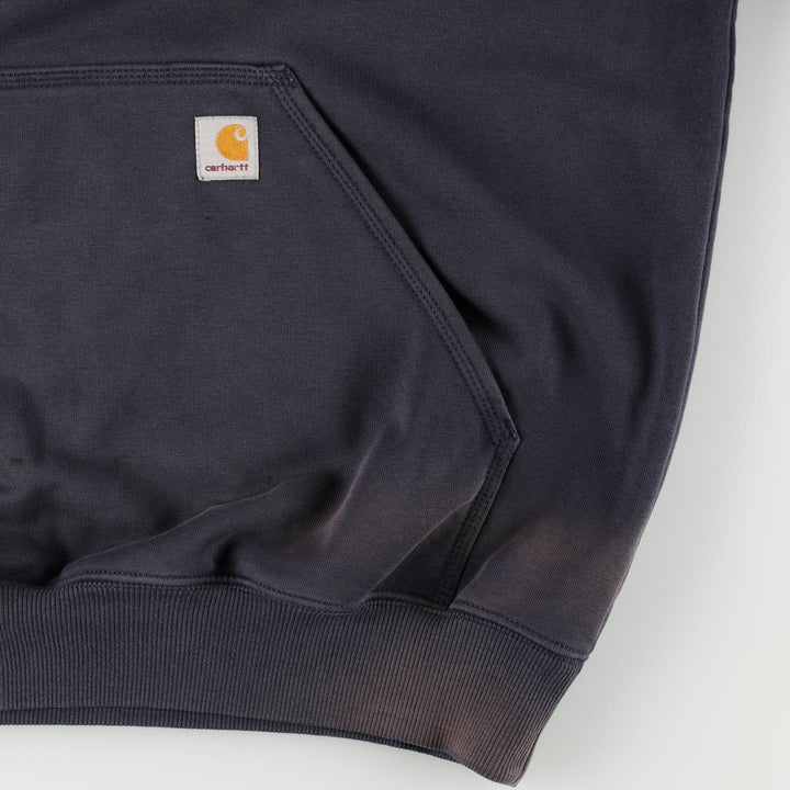 Carhartt ORIGINAL FIT sweatshirt half zip hoodie, men's size L cotton black type Vintage Second Hand