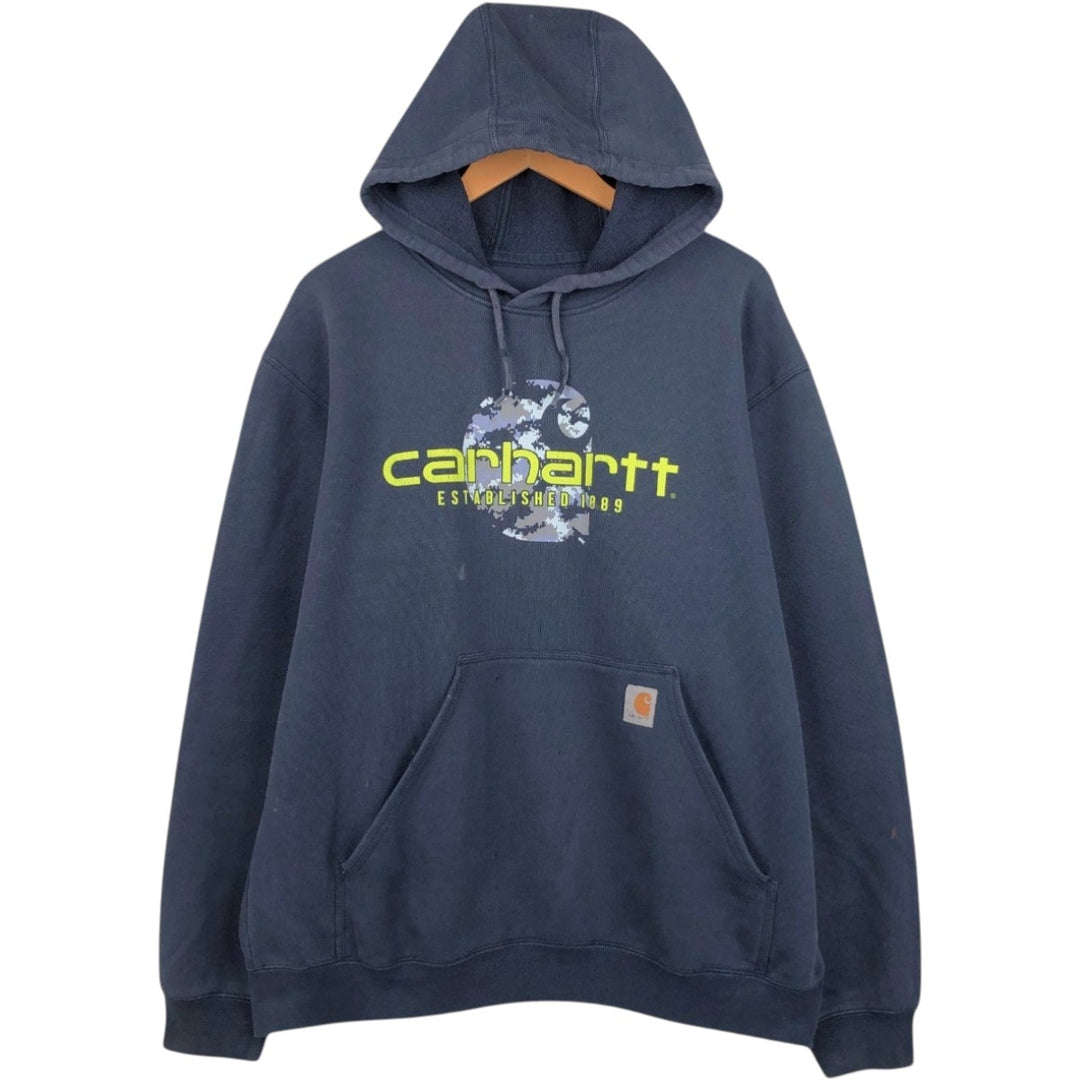 Carhartt ORIGINAL FIT Camouflage Pattern Sweatshirt Pullover Hoodie, Men's Size L (approx.) cotton navy blue type Vintage Second Hand