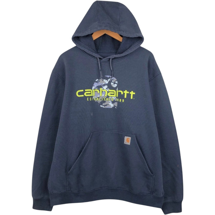 Carhartt ORIGINAL FIT Camouflage Pattern Sweatshirt Pullover Hoodie, Men's Size L (approx.) cotton navy blue type Vintage Second Hand