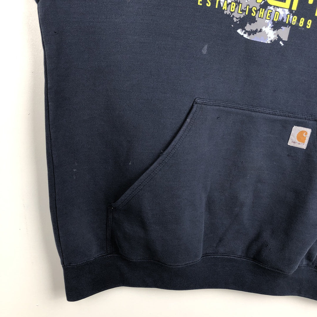 Carhartt ORIGINAL FIT Camouflage Pattern Sweatshirt Pullover Hoodie, Men's Size L (approx.) cotton navy blue type Vintage Second Hand
