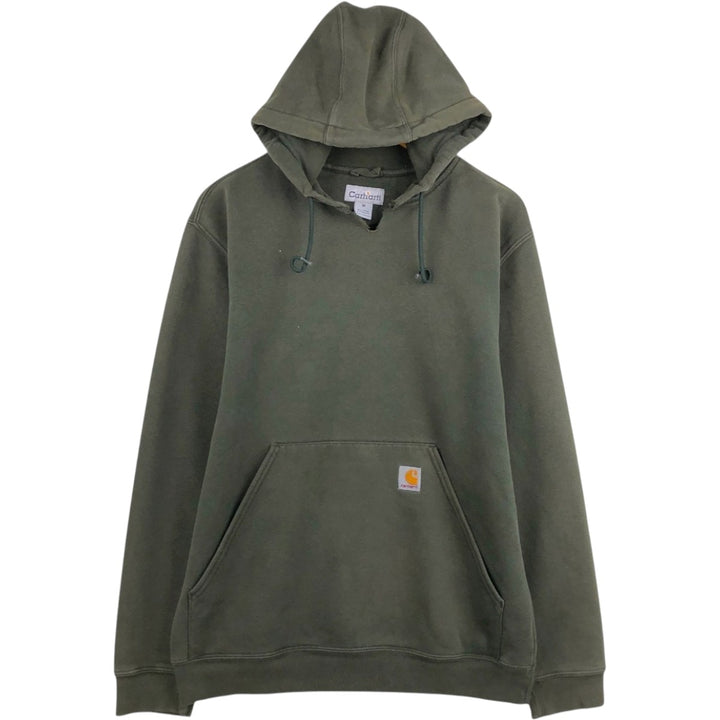 Carhartt Sweat Pullover Hoodie, Men's M Size cotton Khaki type Vintage Second Hand