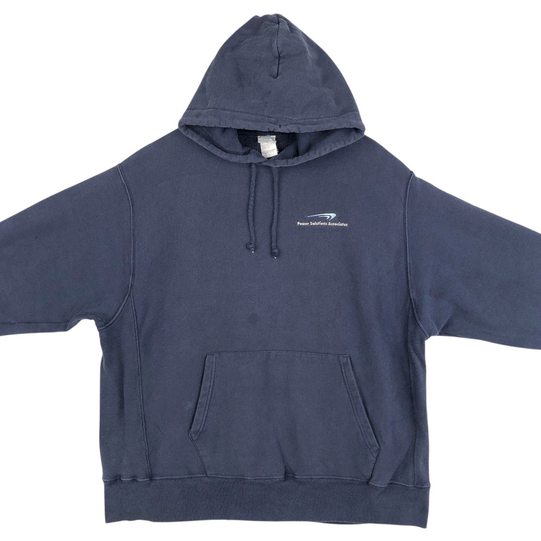Champion REVERSE WEAVE Advertising Sweat Pullover Hoodie, Men's XL (approx.) cotton navy blue type Vintage Second Hand