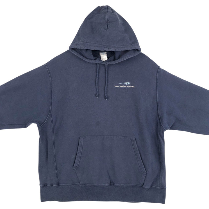 Champion REVERSE WEAVE Advertising Sweat Pullover Hoodie, Men's XL (approx.) cotton navy blue type Vintage Second Hand