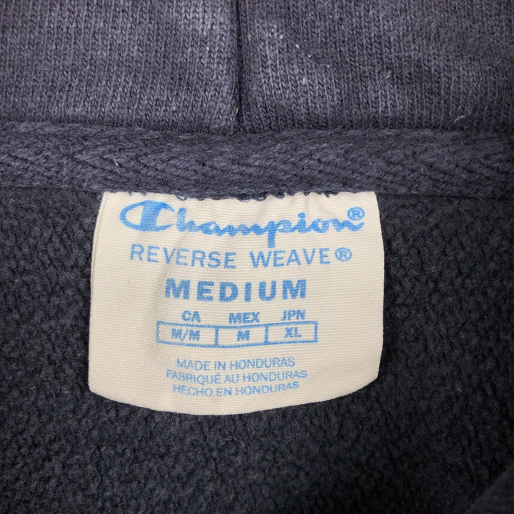 Champion REVERSE WEAVE College Sweat Full-Zip Hoodie, Men's Size M (approx.) cotton navy blue type Vintage Second Hand