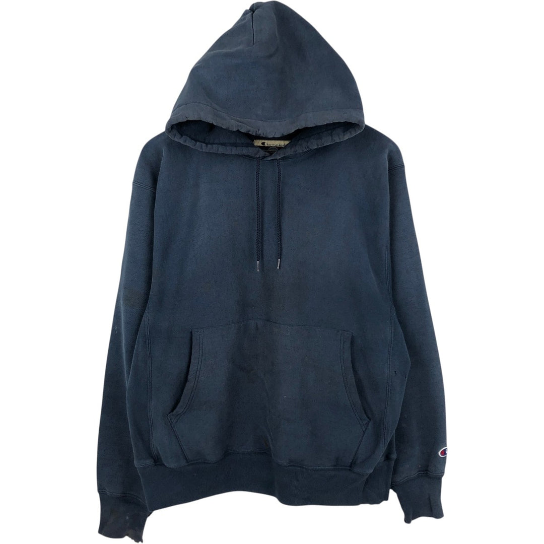 2000'S Champion PREMIUM REVERSE WEAVE Premium Reverse Weave Sweatshirt Pullover Hoodie, Men's Size M cotton navy blue type Vintage Second Hand