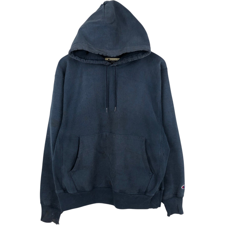 2000'S Champion PREMIUM REVERSE WEAVE Premium Reverse Weave Sweatshirt Pullover Hoodie, Men's Size M cotton navy blue type Vintage Second Hand