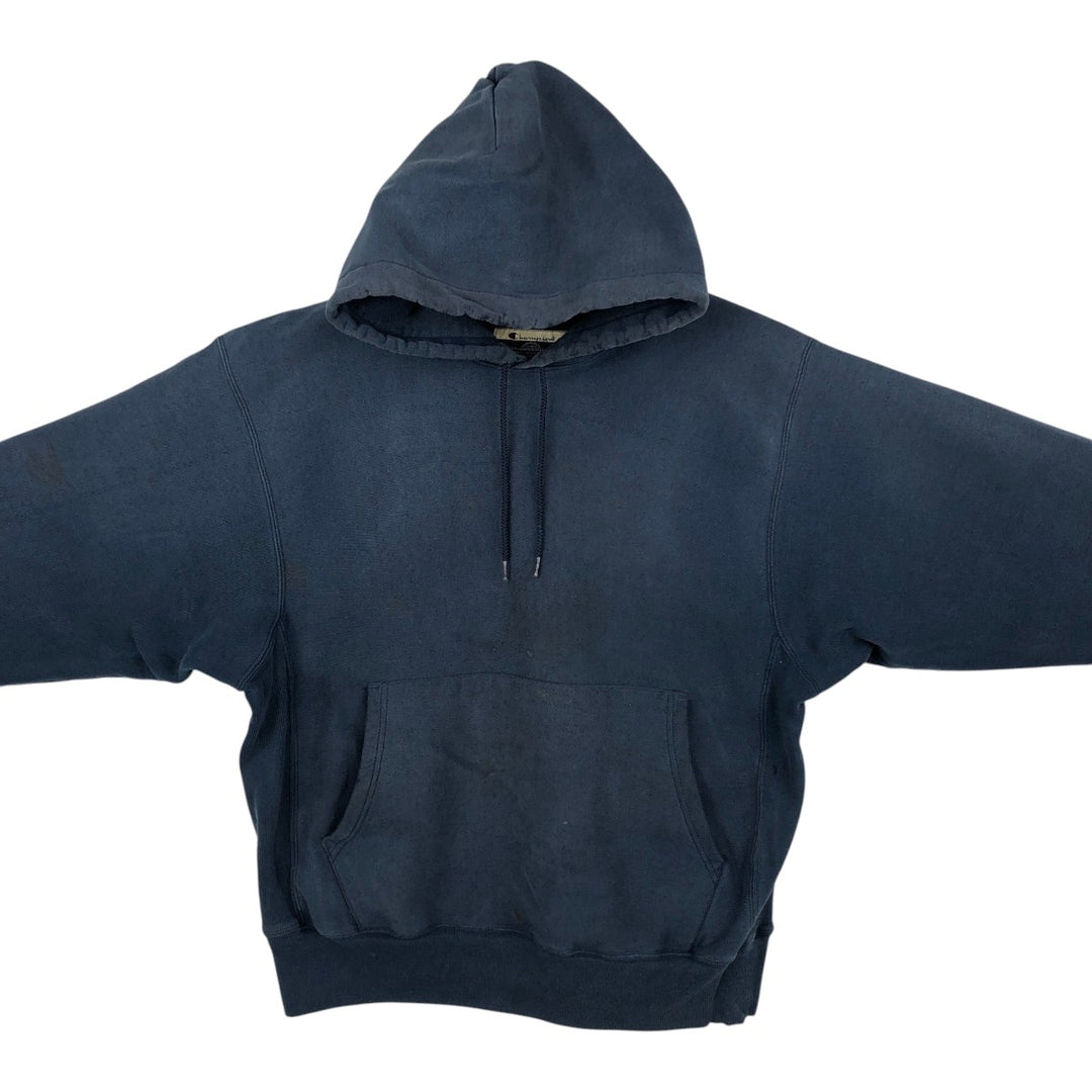2000'S Champion PREMIUM REVERSE WEAVE Premium Reverse Weave Sweatshirt Pullover Hoodie, Men's Size M cotton navy blue type Vintage Second Hand