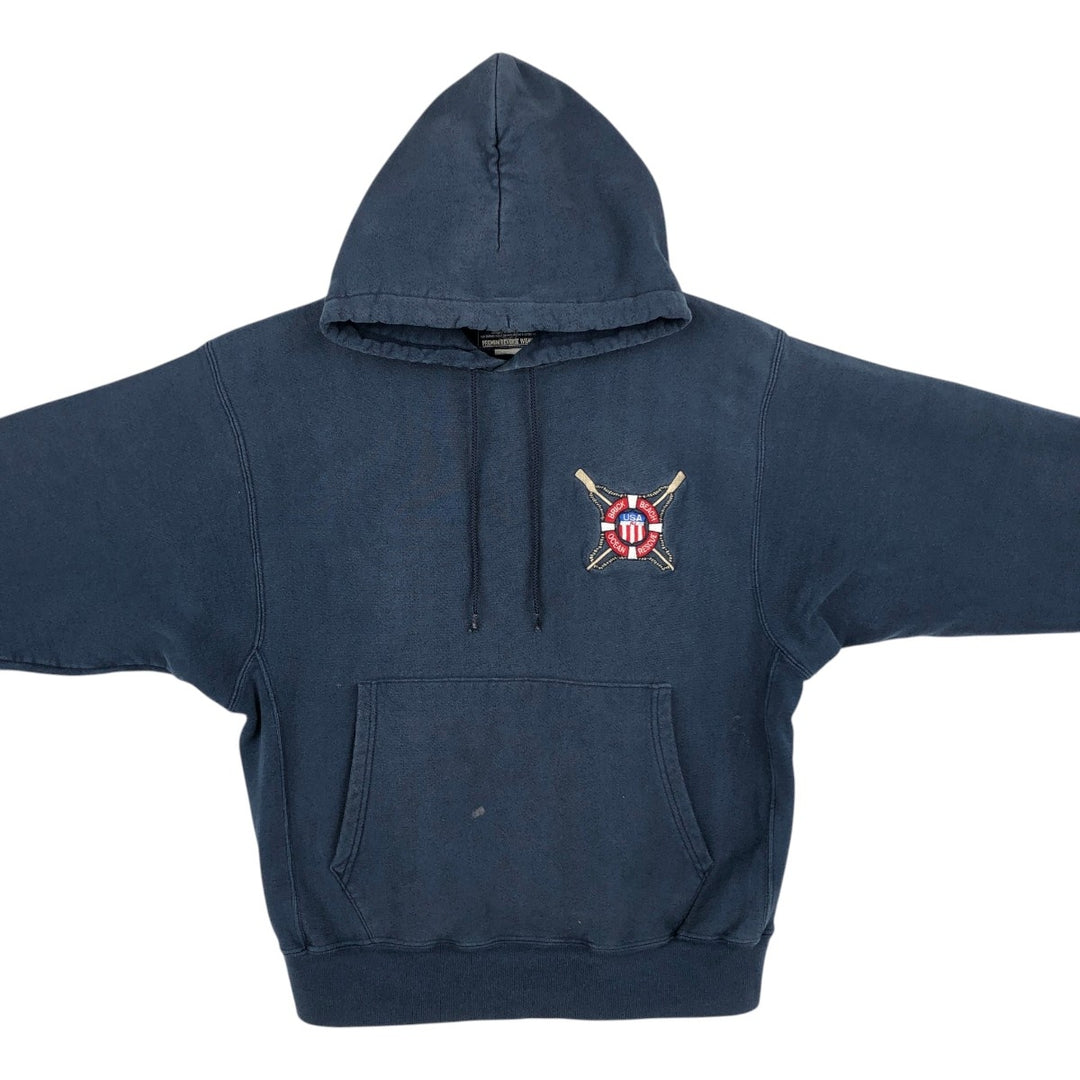 2000'S Champion PREMIUM REVERSE WEAVE Premium Reverse Weave Sweatshirt Pullover Hoodie, Men's Size L cotton navy blue type Vintage Second Hand