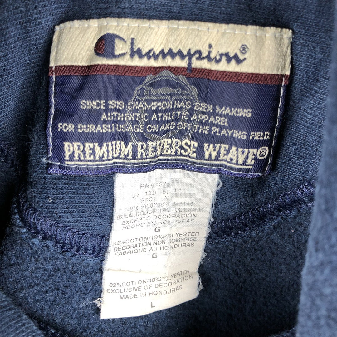 2000'S Champion PREMIUM REVERSE WEAVE Premium Reverse Weave Sweatshirt Pullover Hoodie, Men's Size L cotton navy blue type Vintage Second Hand