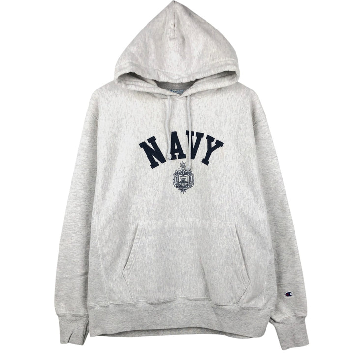Champion Reverse Weave US Navy Sweat Pullover Hoodie (Men's Size L equivalent) cotton gray type Vintage Second Hand