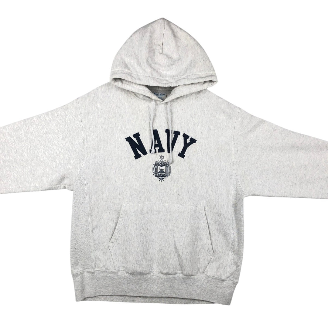 Champion Reverse Weave US Navy Sweat Pullover Hoodie (Men's Size L equivalent) cotton gray type Vintage Second Hand