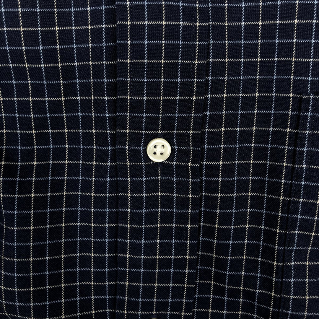 Ralph Lauren Classic Fit Long Sleeve Button Down Check Shirt, Men's Size L cotton navy blue type Vintage Second Hand