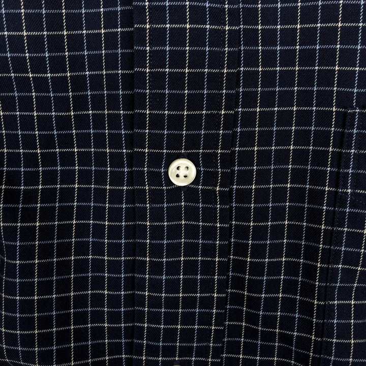 Ralph Lauren Classic Fit Long Sleeve Button Down Check Shirt, Men's Size L cotton navy blue type Vintage Second Hand