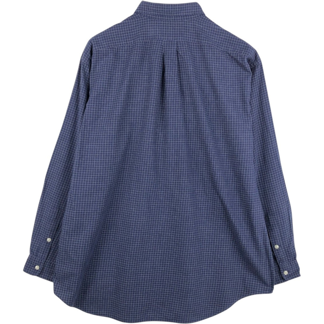 Ralph Lauren BLAKE long sleeve button down check shirt, men's XL size cotton navy blue type Vintage Second Hand