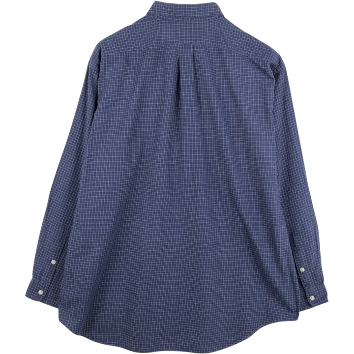 Ralph Lauren BLAKE long sleeve button down check shirt, men's XL size cotton navy blue type Vintage Second Hand