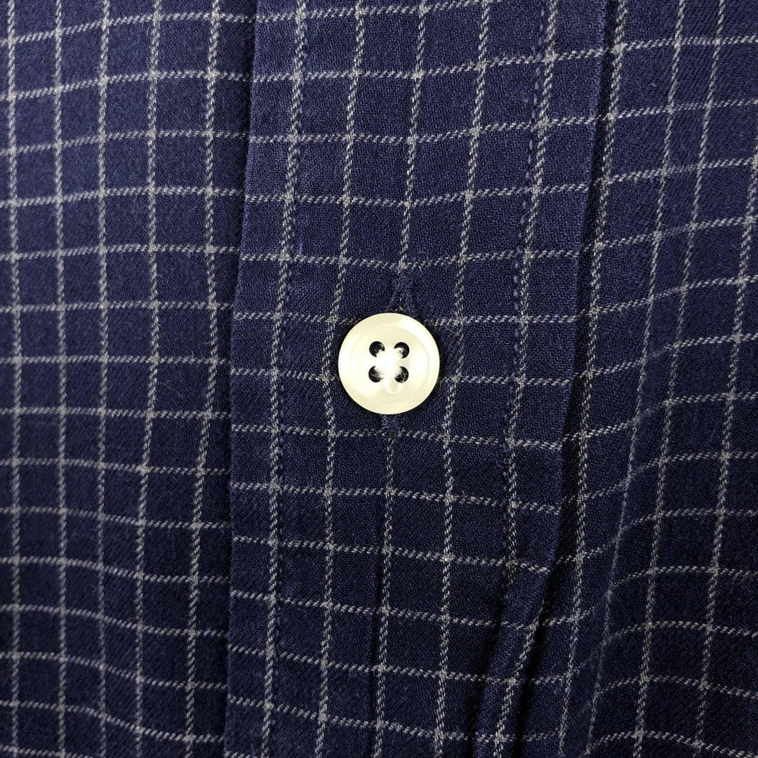 Ralph Lauren BLAKE long sleeve button down check shirt, men's XL size cotton navy blue type Vintage Second Hand